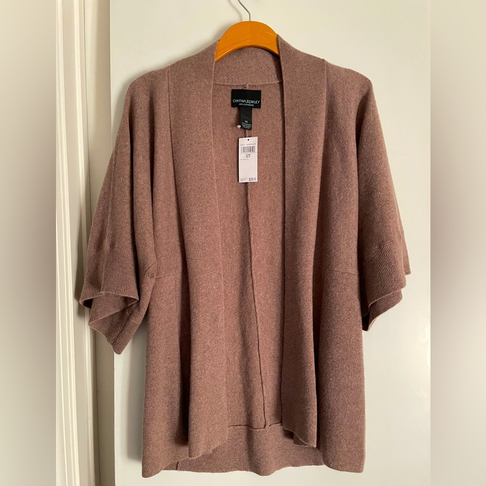 Cynthia Rowley Pure 2 Ply Pure Cashmere Kimono Cardigan Sweater Mauve NWT